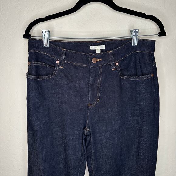 Eileen Fisher Cotton Stretch Dark Wash Denim Slim Straight Leg Jeans 4 - Picture 3 of 14